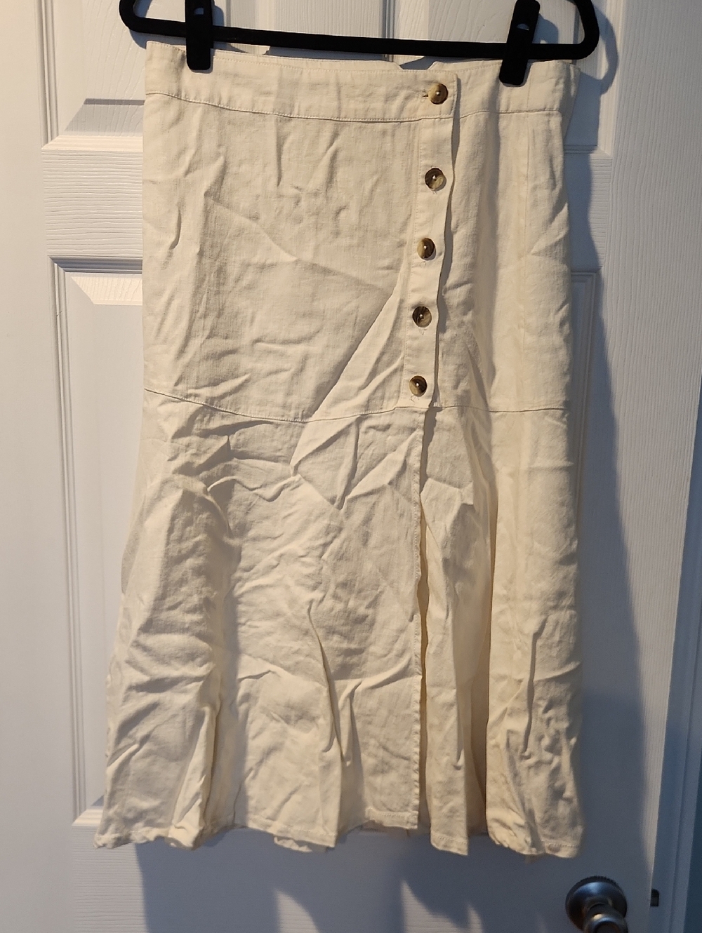 Free People Cream Button-Accent Midi Skirt